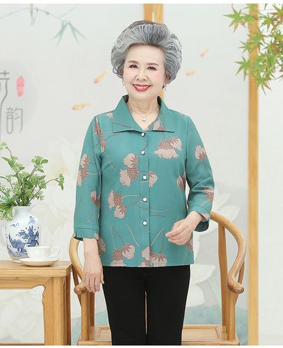 服饰老年人衬衫女奶奶装夏装宽松大码上衣春天老太太衬衣薄款老人衣服